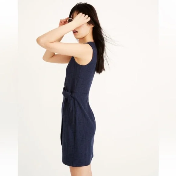 MADEWELL Crosshatch Side-Tie Dress in Deep Indigo - Picture 5 of 13